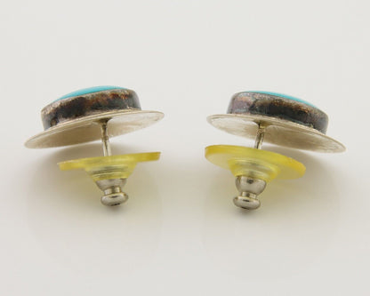 Navajo Earrings 925 Silver Blue Turquoise Native American Artist C.80's