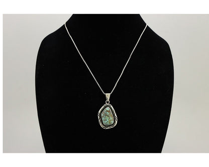 Navajo Necklace 925 Silver Spiderweb Turquoise Signed C Montoya C.80's