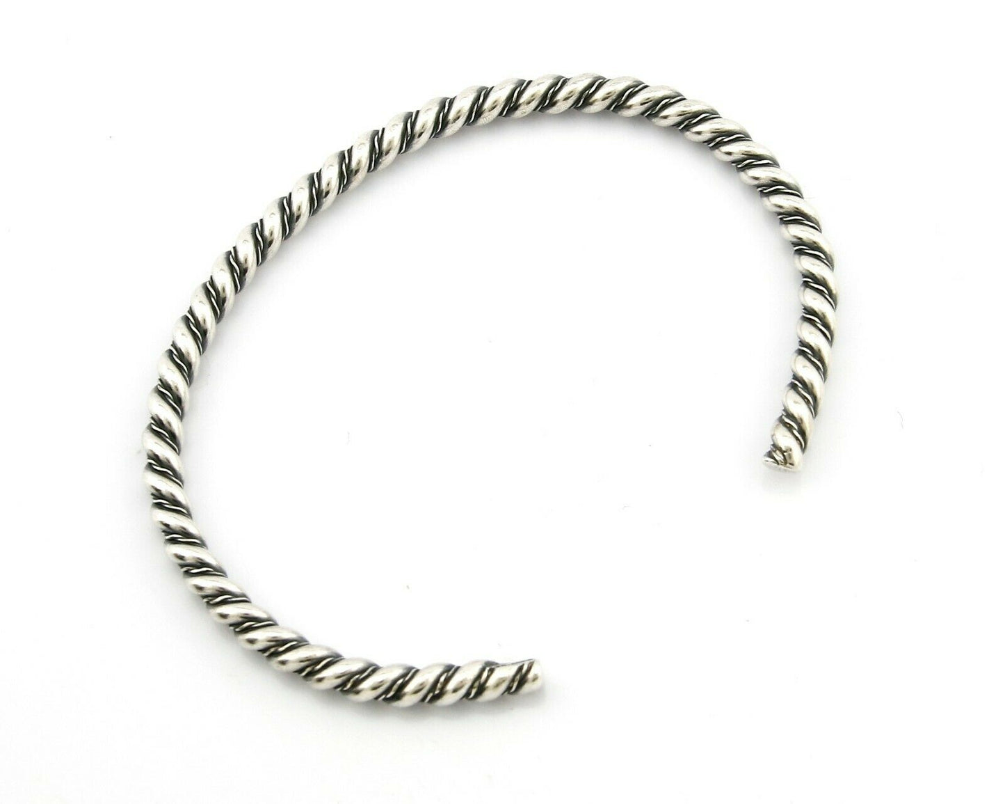 Navajo Montoya 3.8 mm Wide Signed Unknown Artist .925 Silver Handmade Bracelet