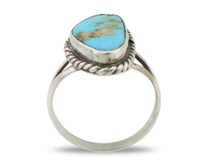 Navajo Ring 925 Silver Kingman Turquoise Artist Signed Rabbit Sticks C.80's