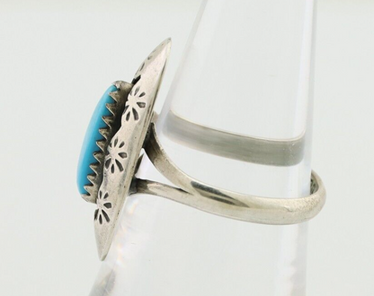 Navajo Ring 925 Silver Natural Blue Turquoise Signed IJC C.80's