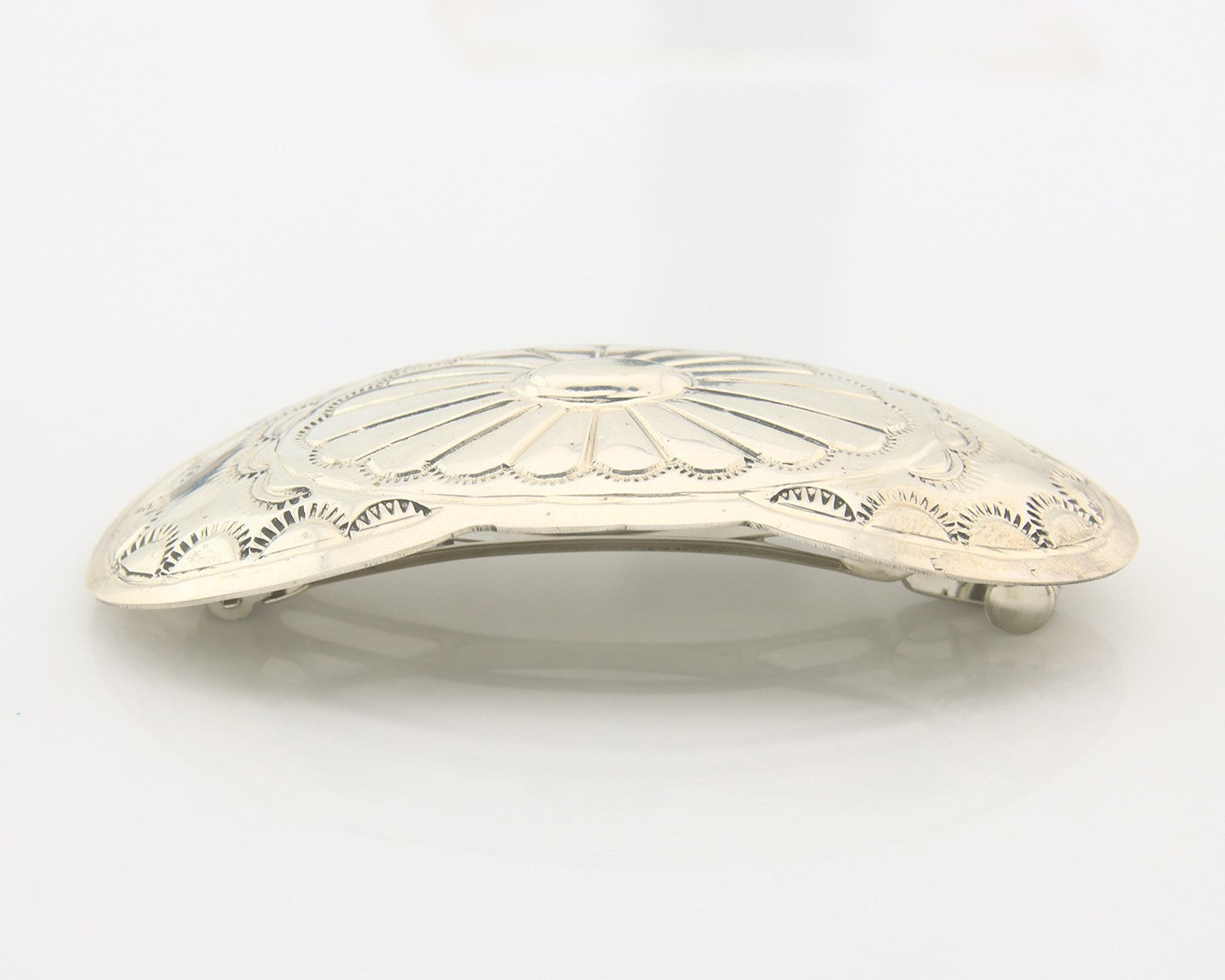 Vintage Navajo Barrette 925 Sterling Silver Hand Stamped Authentic Native Artist