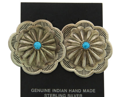 Navajo Earrings 925 Silver Natural Turquoise Native Artist C.80's
