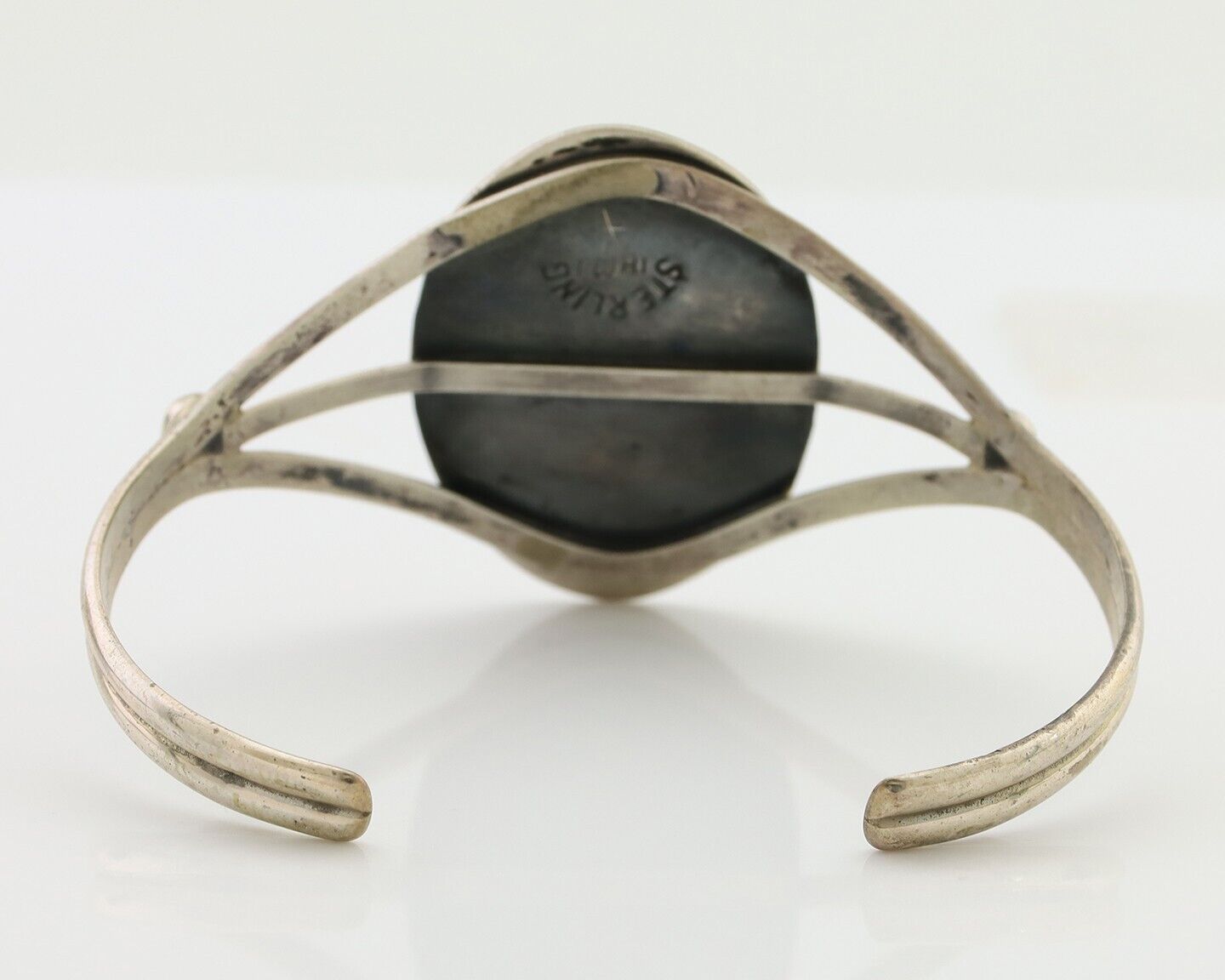 Navajo Bracelet 925 Silver Sleeping Beauty Turquoise Signed IHMJ C.80's