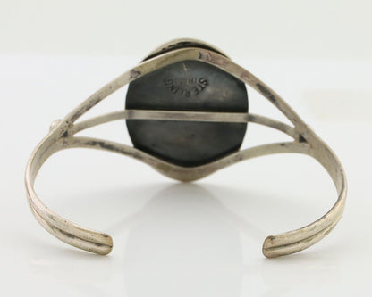 Navajo Bracelet 925 Silver Sleeping Beauty Turquoise Signed IHMJ C.80's