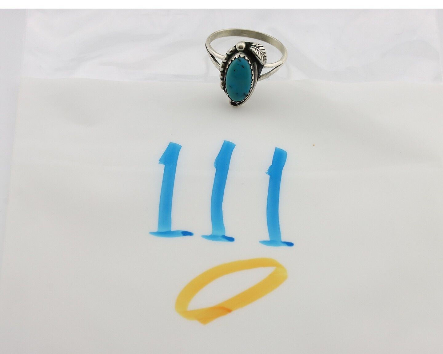 Navajo Ring 925 Silver Turquoise Artist Signed SkyStone Creations C.80's
