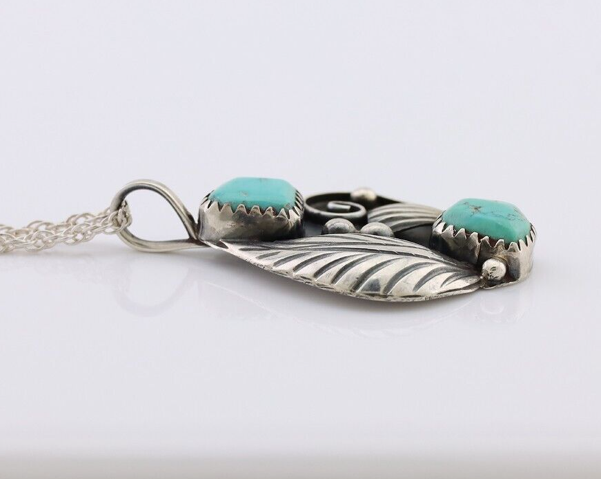 Navajo Turquoise Handmade Necklace 925 Silver Artist Signed PM C.80s