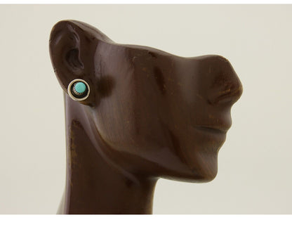 Navajo Snake Eye Earrings 925 Silver Blue Turquoise Native American Artist C.80s