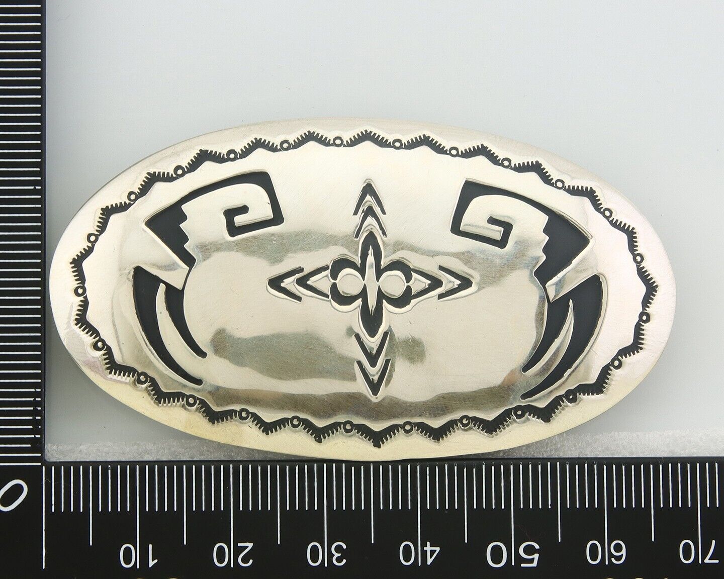 Navajo Belt Buckle 925 Sterling Silver Signed T Billy 1.5x2.5 in C.80's