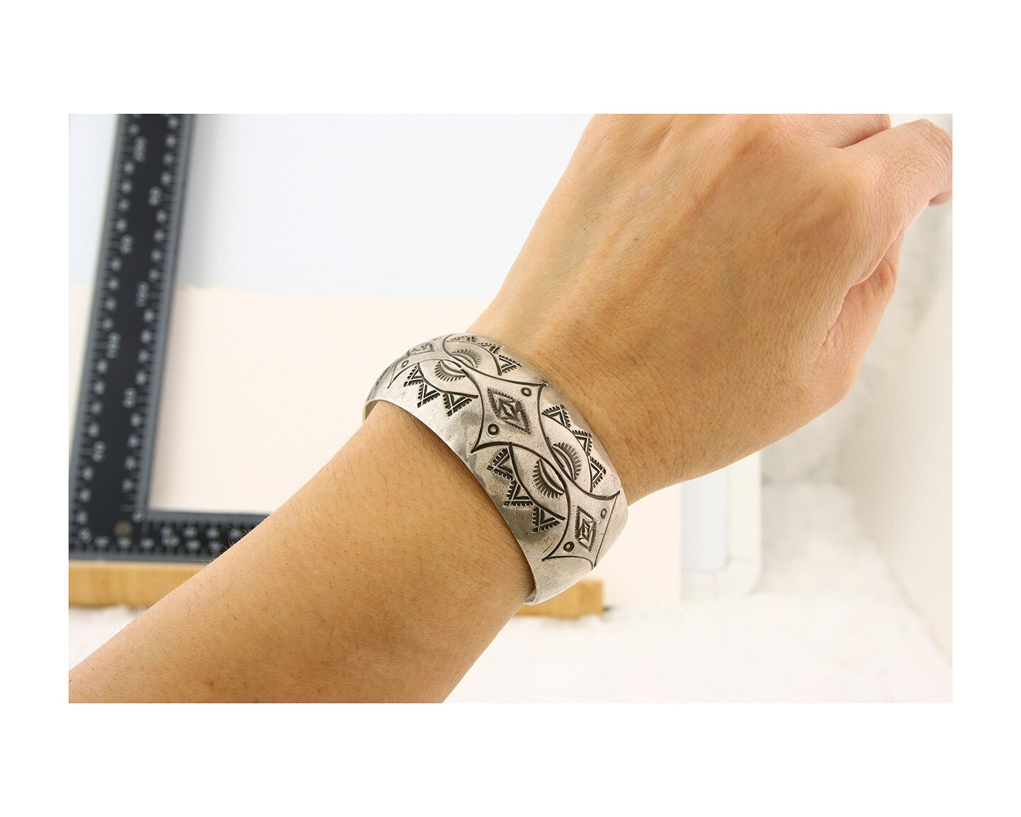 Navajo Bracelet 925 Silver Handmade Artist Signed Wilbur Tracy C.80s