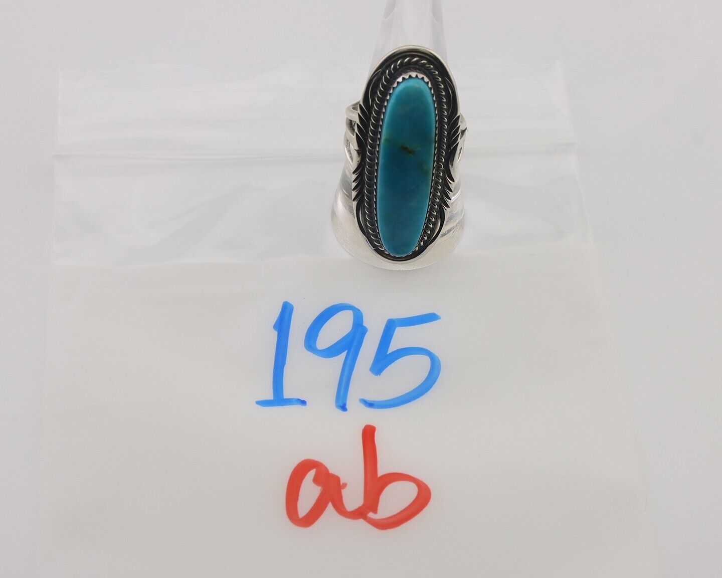 Navajo Ring 925 Silver Natural Blue Turquoise Artist Signed USA C.80's