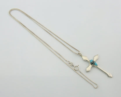 Navajo Cross Necklace Sterling Silver Authentic Natural Gemstones Signed M