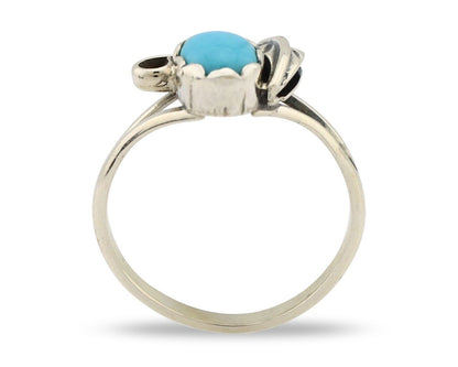 Navajo Ring .925 Silver Sleeping Beauty Turquoise Native American Artist C.80's