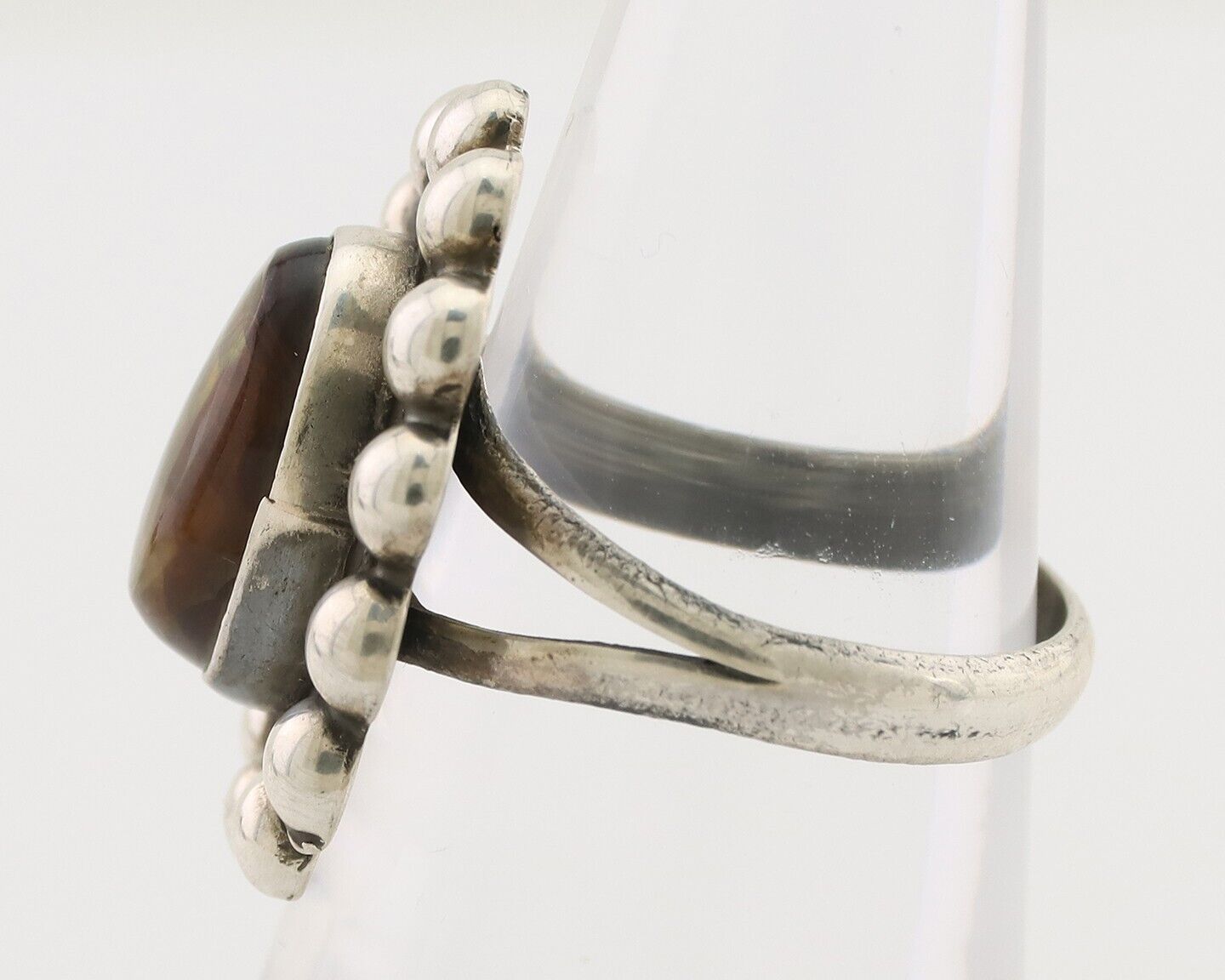 Navajo Handmade Ring 925 Silver Natural Fire Opal Native Artist Size 6.25 C.80's