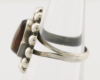 Navajo Handmade Ring 925 Silver Natural Fire Opal Native Artist Size 6.25 C.80's