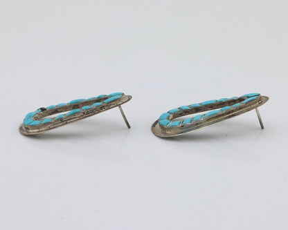 Navajo Earrings 925 Silver Sleeping Beauty Turquoise Native Artist C.80s