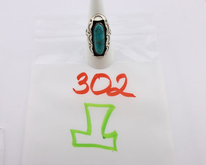 Navajo Ring 925 Silver Kingman Turquoise Native American Artist C.80's