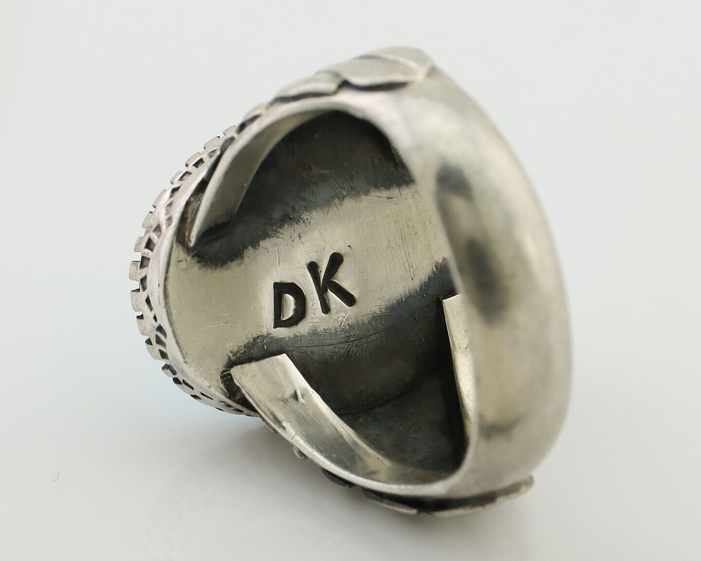 Navajo Ring 925 Silver Blue Sleeping Beauty Turquoise Artist Signed DK C.80's