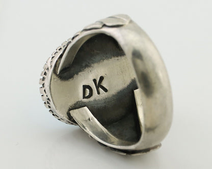 Navajo Ring 925 Silver Blue Sleeping Beauty Turquoise Artist Signed DK C.80's