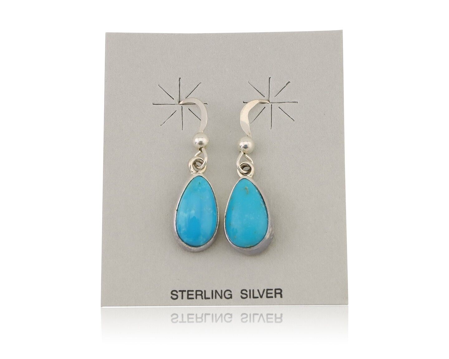 Navajo Dangle Earrings 925 Silver Natural Blue Turquoise Artist Signed M C.80's