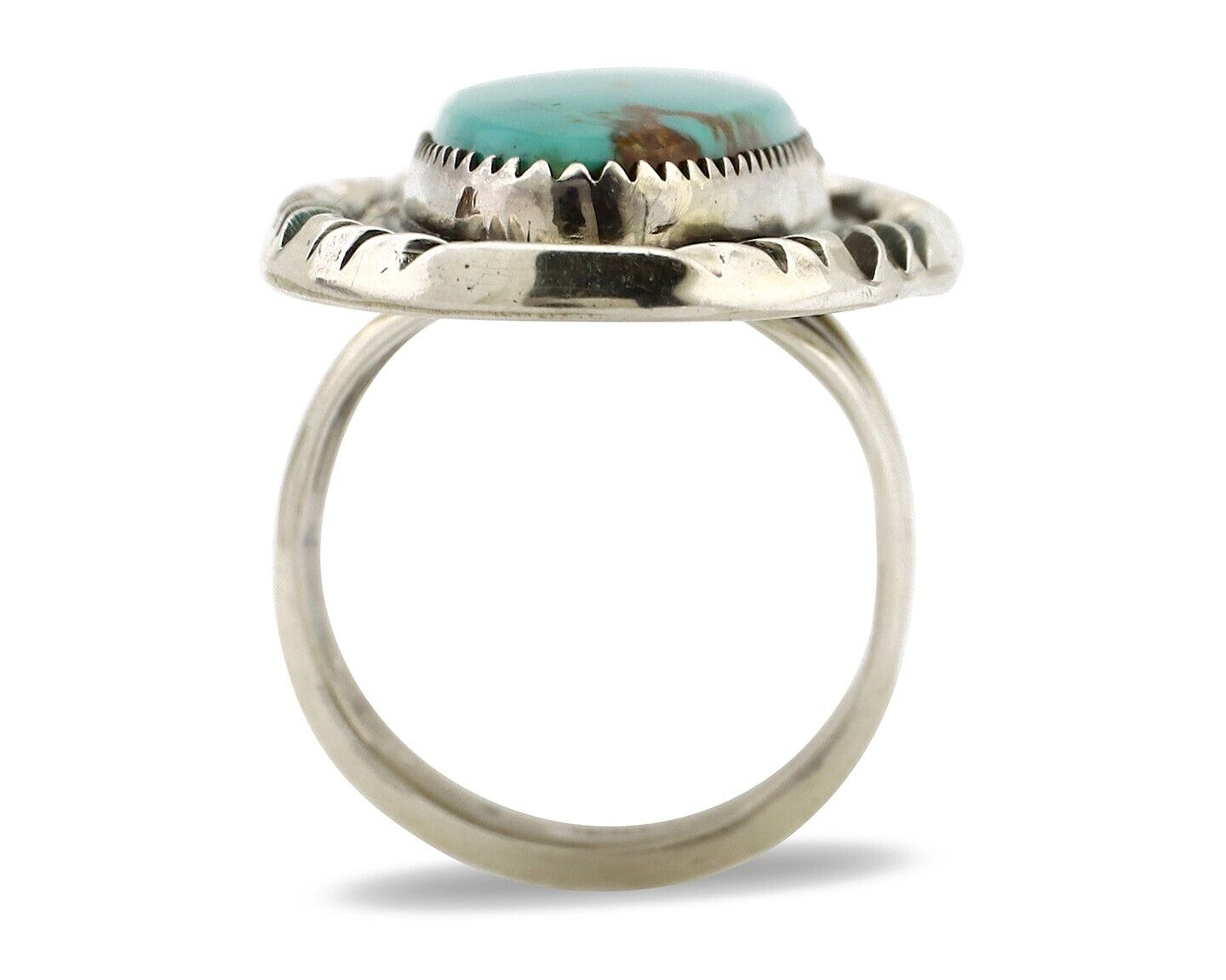 Navajo Ring 925 Silver Natural Mined Turquoise Signed Phillip Zachary C.80s