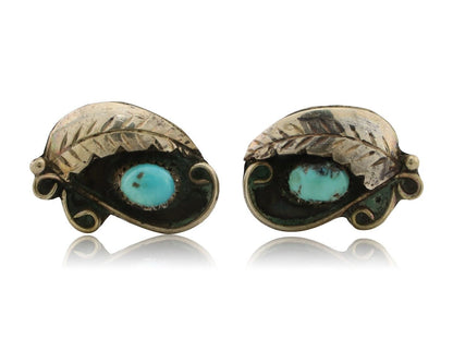 Navajo Earrings 925 Silver Natural Turquoise Native American Artist C.80's