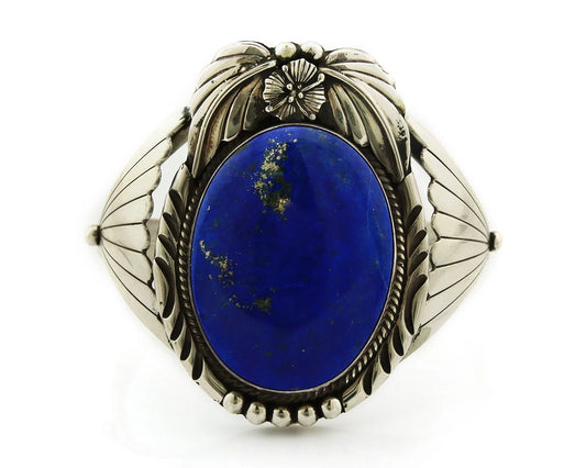 Navajo Cuff Bracelet Sterling Silver Lapis Vintage Signed Cecil Atencio