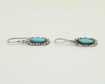 Navajo Hand Stamped Earrings 925 Silver Natural Turquoise Native Artist C.80's