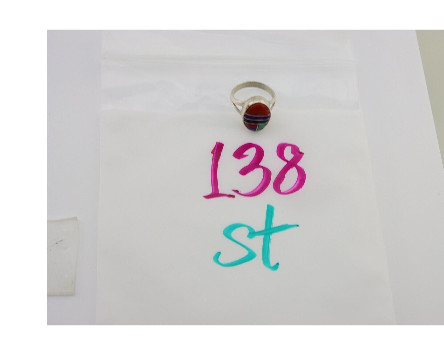 Navajo Ring 925 Sterling Silver Natural Gemstones Artist Signed Sunrise C.80's