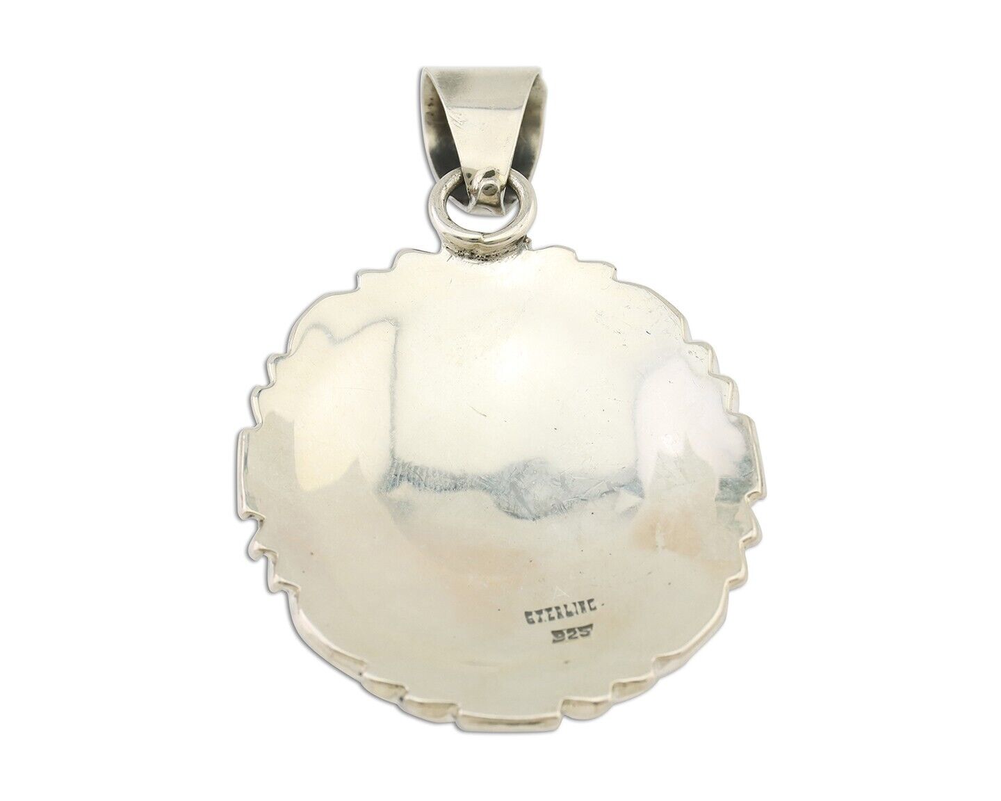 Navajo Pendant 925 Silver Kingman Turquoise Native American Artist C.80s