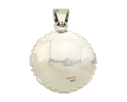 Navajo Pendant 925 Silver Kingman Turquoise Native American Artist C.80s