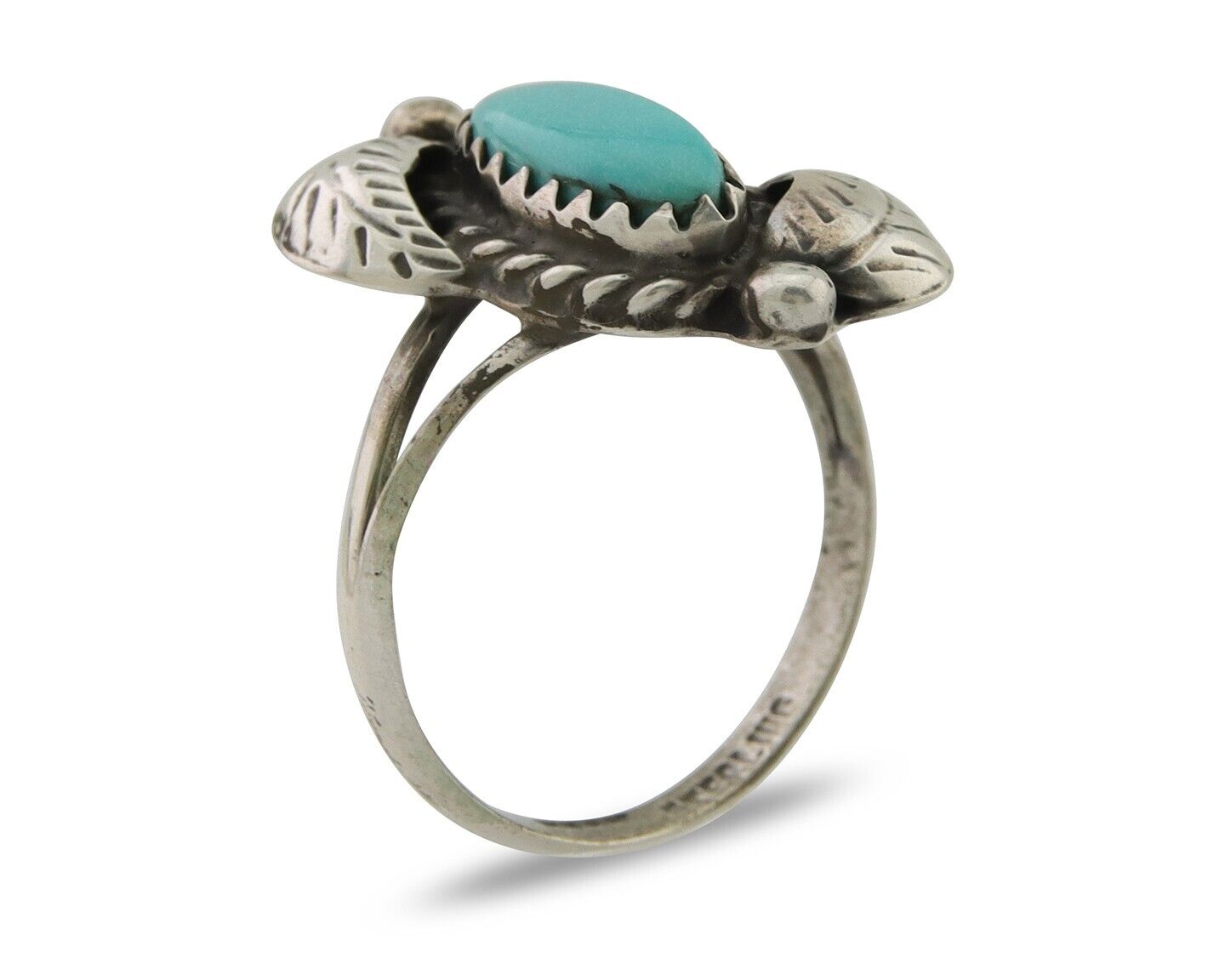 Navajo Ring 925 Silver Natural Blue Turquoise Native American Artist C.80's