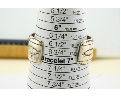 Navajo Bracelet 925 Silver Inlaid Coral & Turquoise Cuff Artist Signed LB C.80's