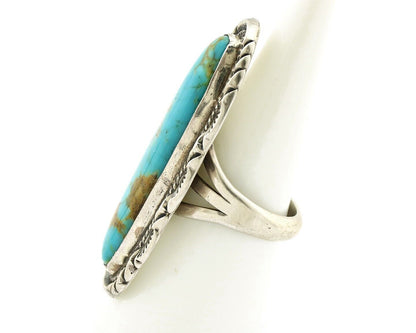 Navajo Ring 925 Silver Natural Mined Turquoise Artist Signed Mike Begay C.80's