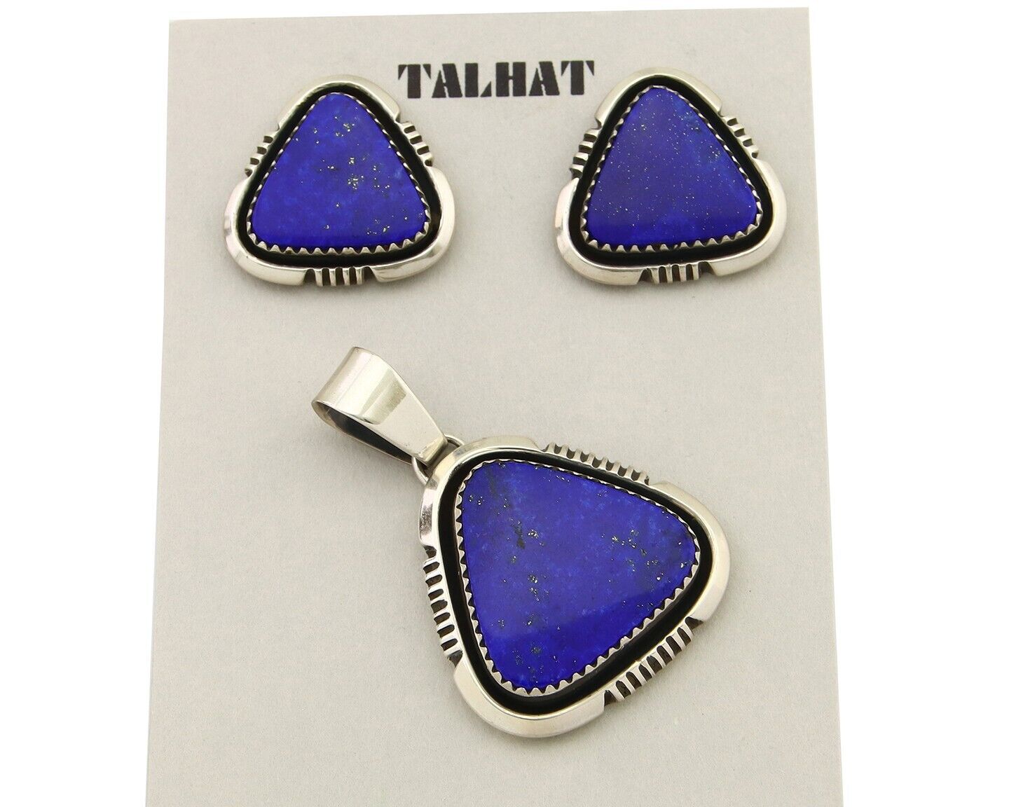Navajo Pendant Earring Set 925 Silver Lapis Lazuli Signed William Denetdale C80s