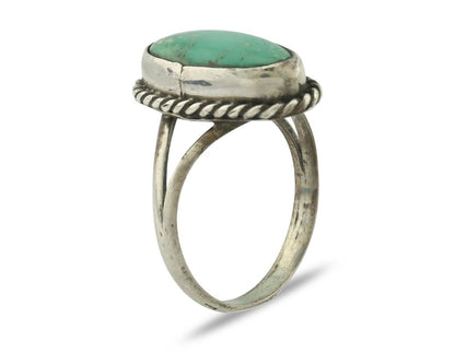 Navajo Ring 925 Silver Natural Green Turquoise Native American Signed C.80's