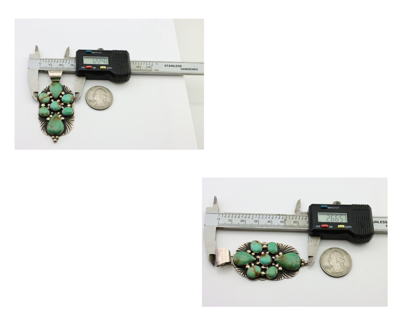 Navajo Turquoise Pendant 925 Silver Artist Signed LJ C.80's