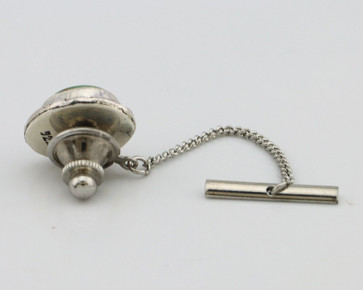 Navajo Tie Tack 925 Silver Natural Mined Turquoise Native American Artist C.80's