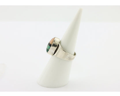 Zuni Inlaid Ring 925 Silver Mixed Natural Gemstones Native American Artist C.80s