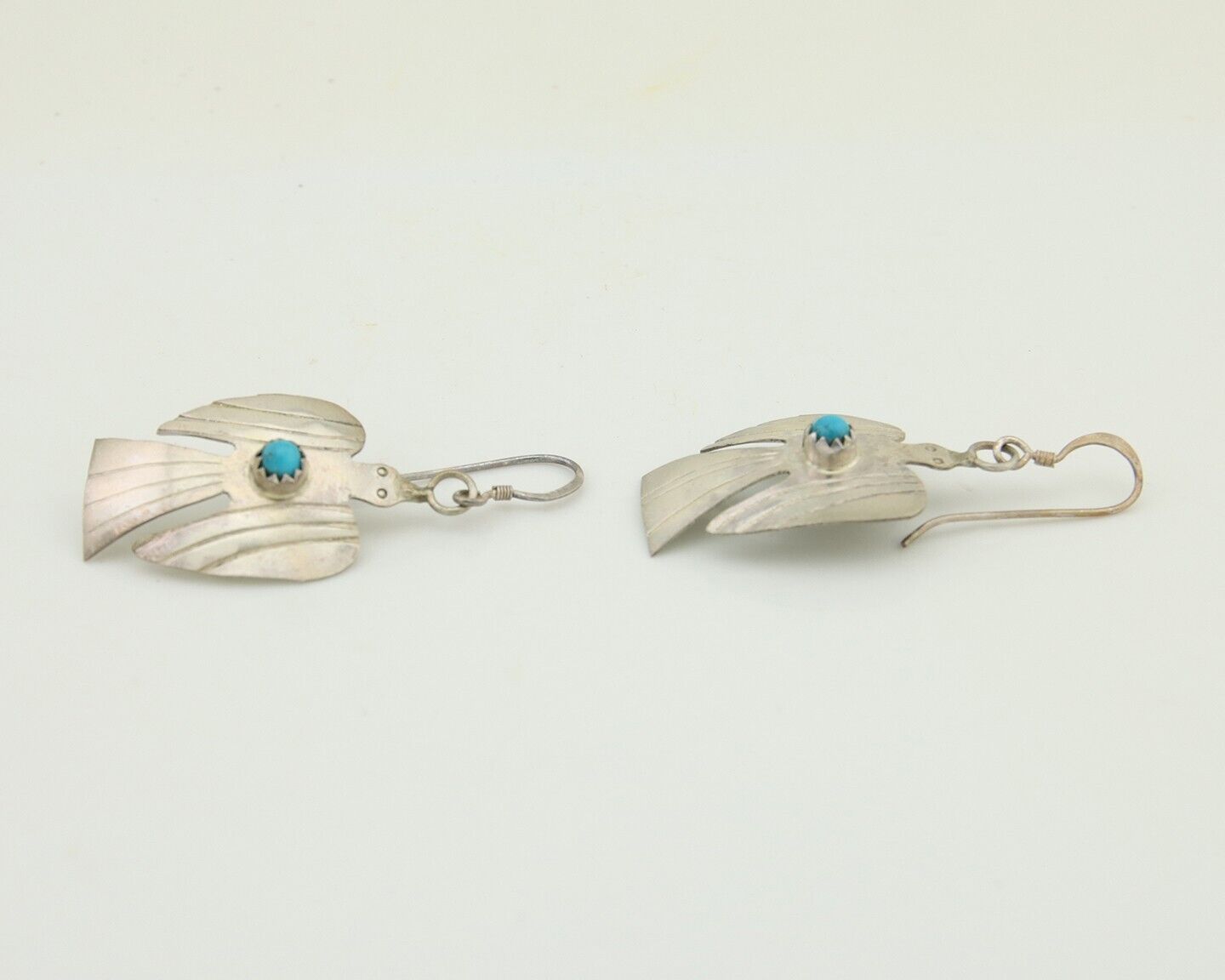 Navajo Thunderbird Earrings 925 Silver Natural Turquoise Native Artist C.80's