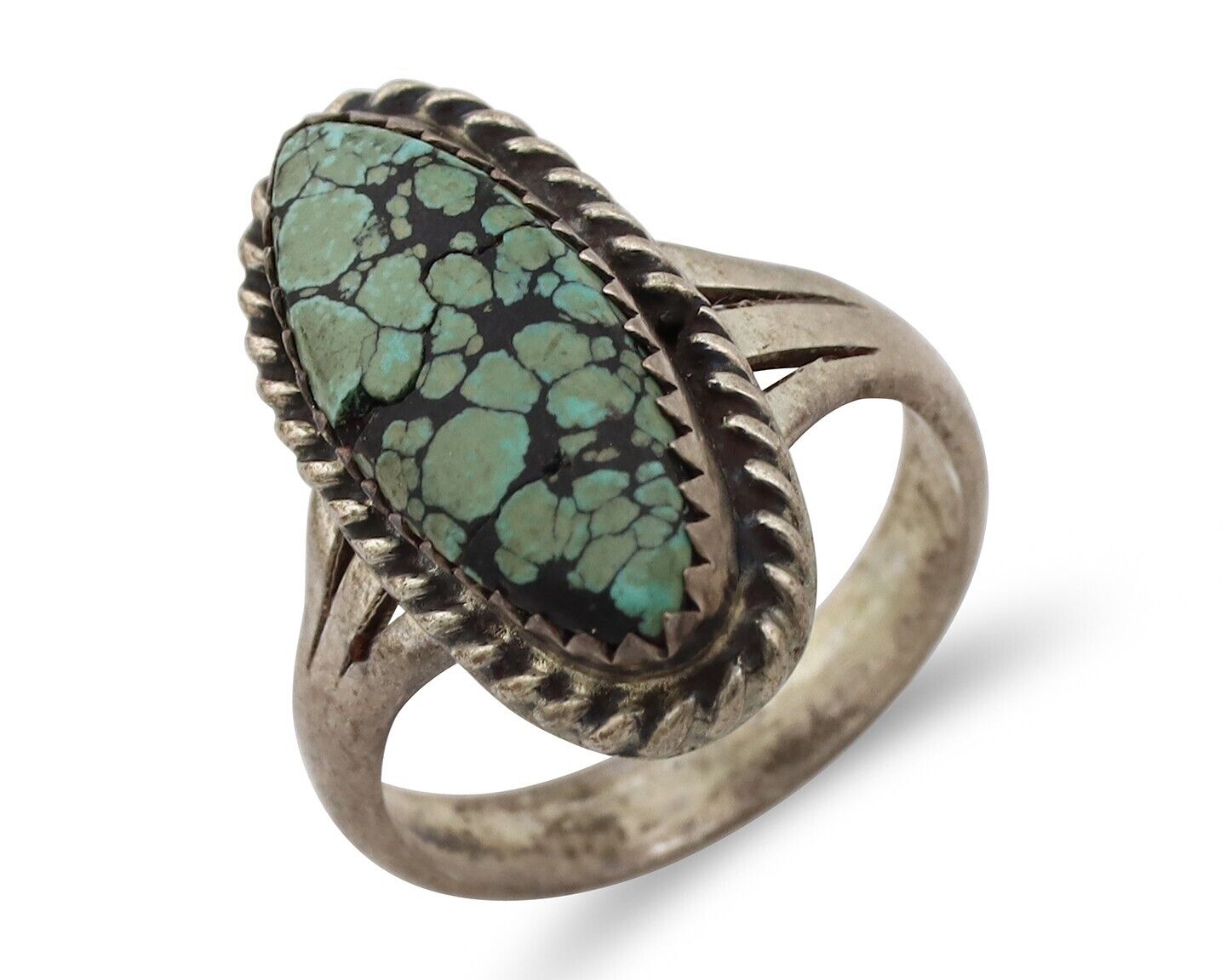 Navajo Ring 925 Silver Blue Turquoise Native American Artist C.80's