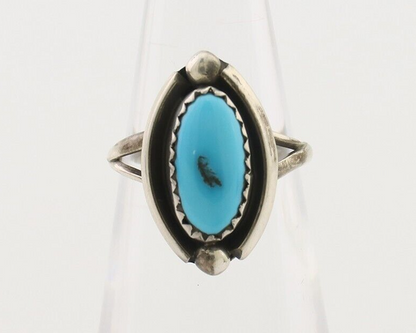 Navajo Ring 925 Silver Sleeping Beauty Turquoise Artist Signed SC C.80's