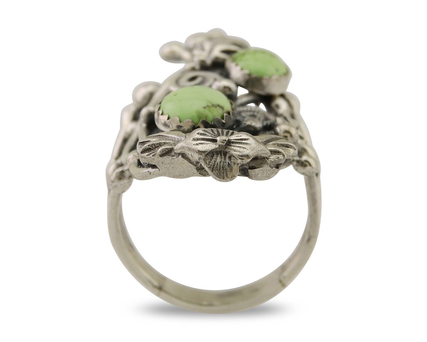 Navajo Ring 925 Silver Natural Gaspiete Artist Signed Prairie Fire C.80's