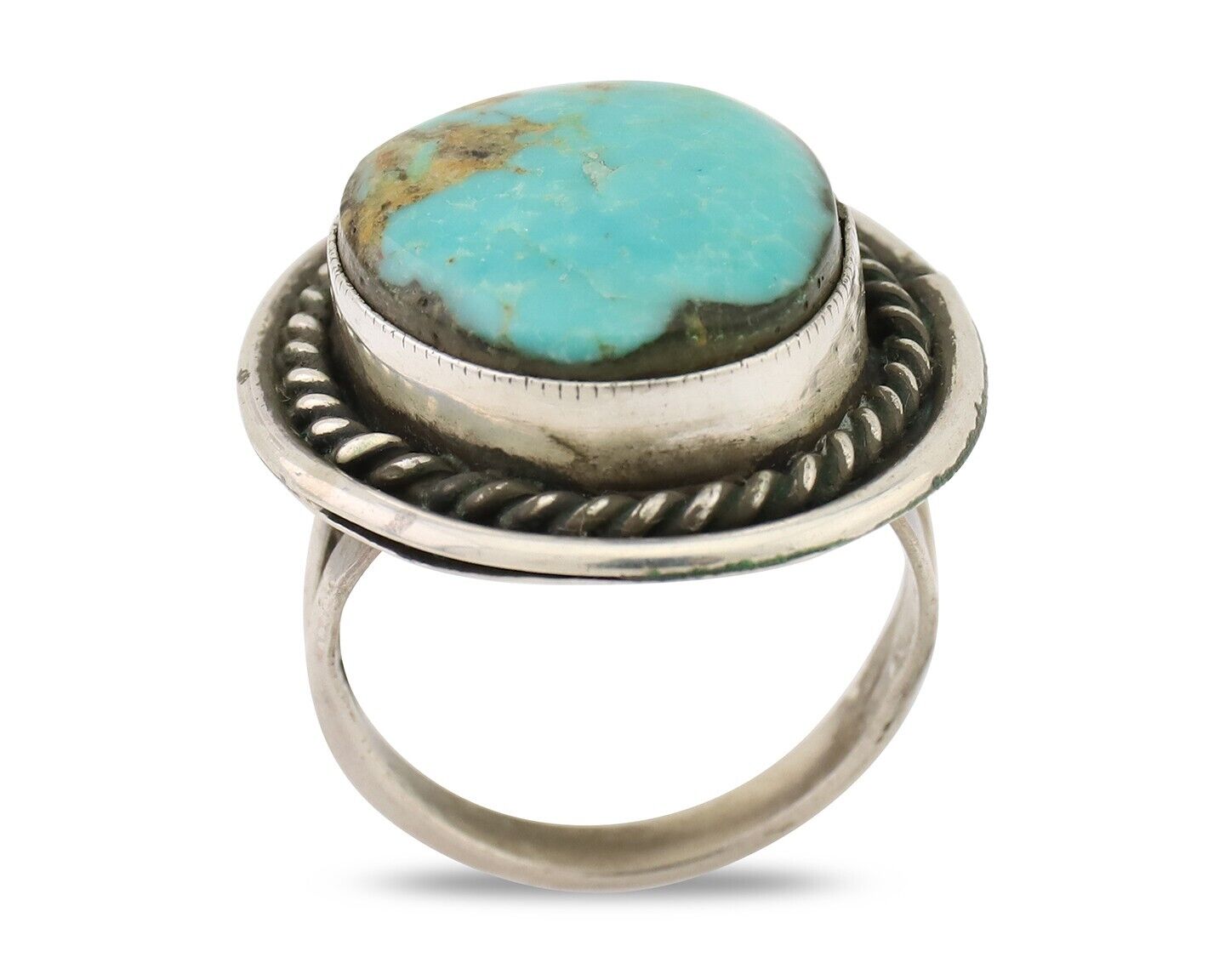 Navajo Handmade Ring 925 Silver Turquoise Native American Artist C.80's