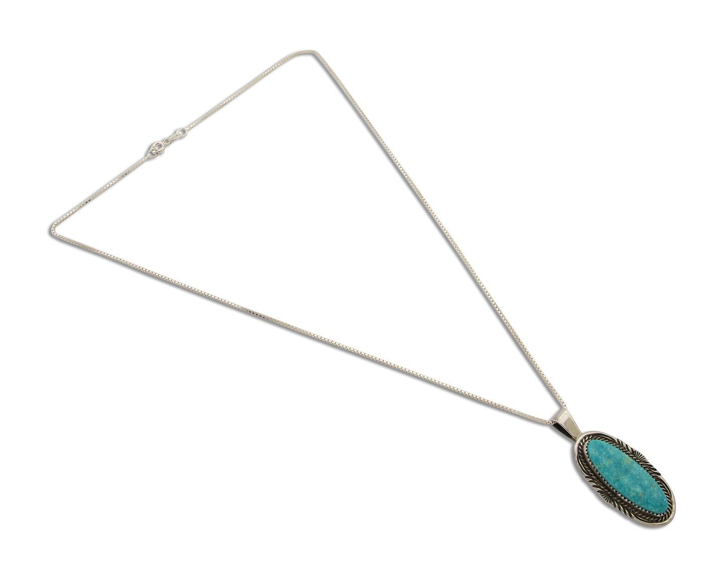 Navajo Necklace 925 Silver Natural Turquoise Artist Signed Mike Begay C.80's