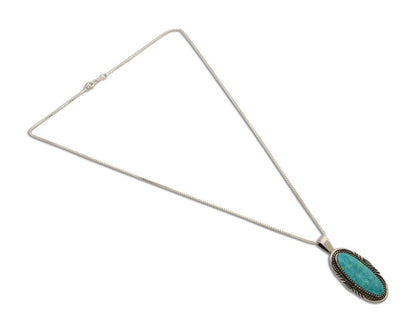 Navajo Necklace 925 Silver Natural Turquoise Artist Signed Mike Begay C.80's