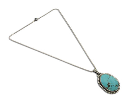 Navajo Necklace 925 Silver Natural Blue Turquoise Artist Signed M Montoya C.80's