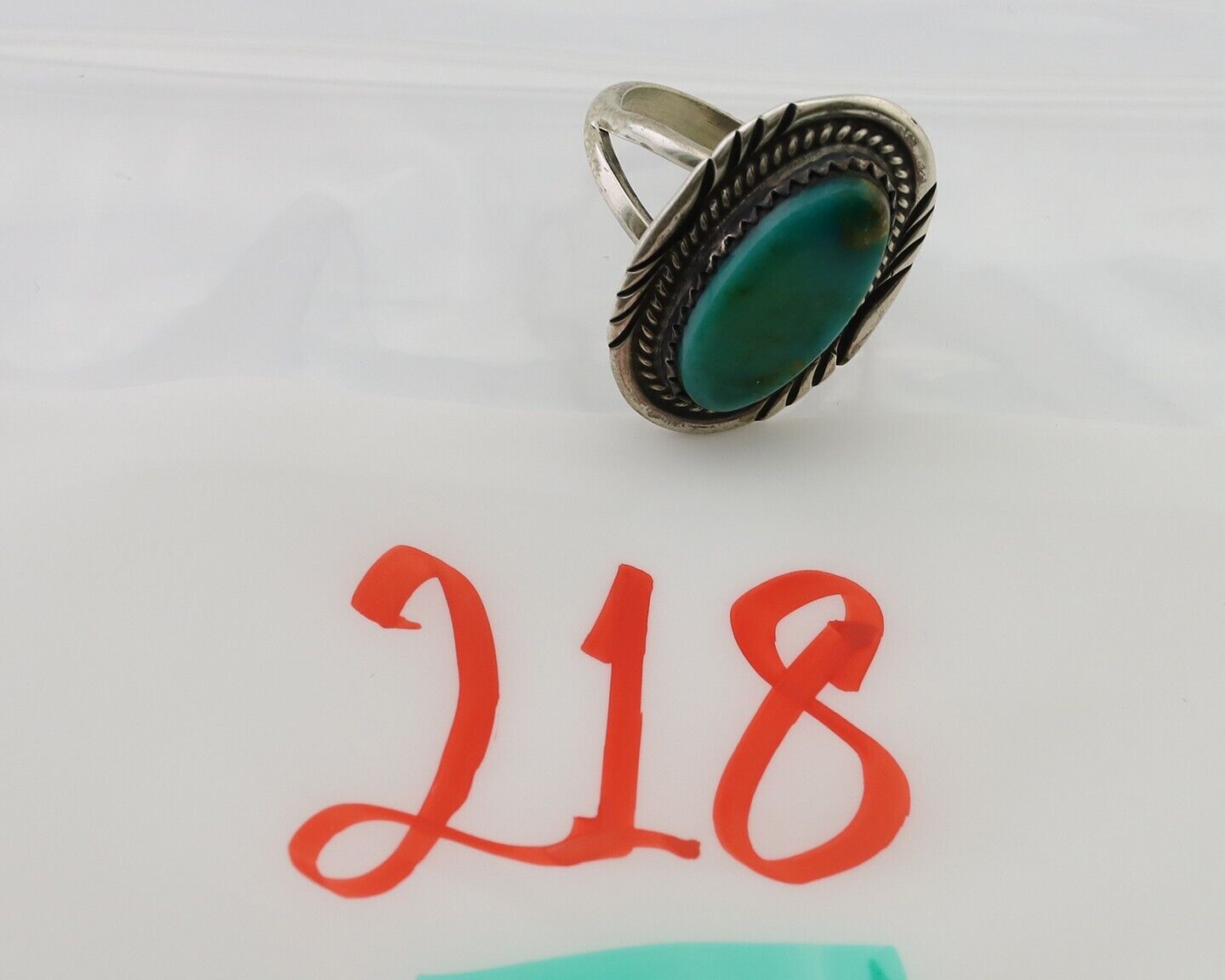 Navajo Ring 925 Silver Natural Turquoise Native American Artist C.80's
