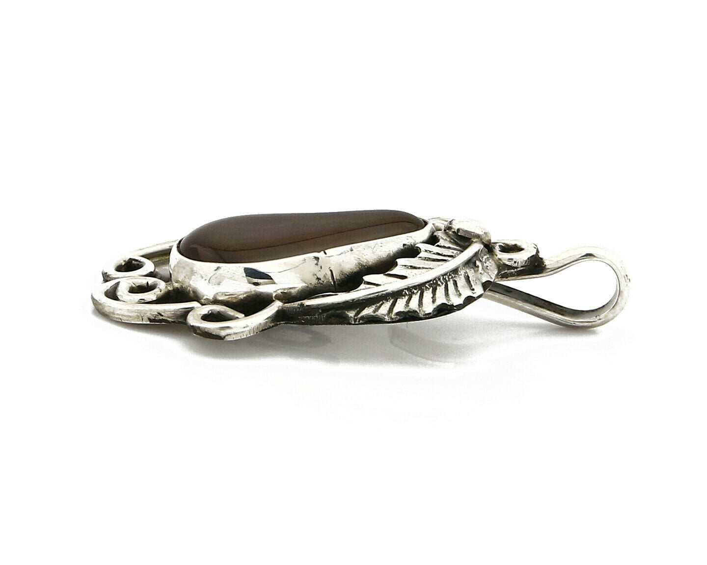 Navajo Josephine Rojas Natural Mined Fire Agate .925 Silver Handmade Pendant