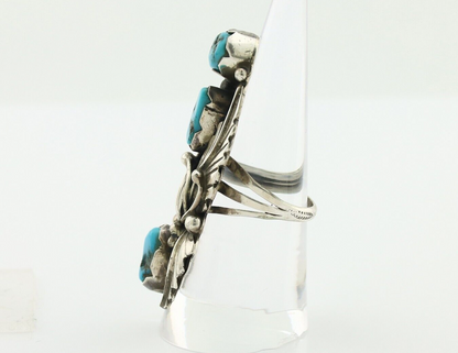 Navajo Ring 925 Silver Sleeping Beauty Turquoise Artist Signed Richard Long C80s